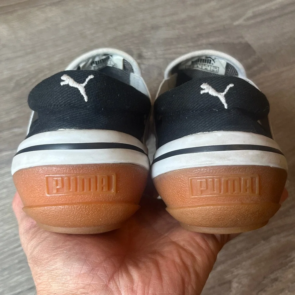 RARE Puma Criss-Cross Two Sole Sneakers Black White Gum Womens‎ 9 UK 6.5 EU 40